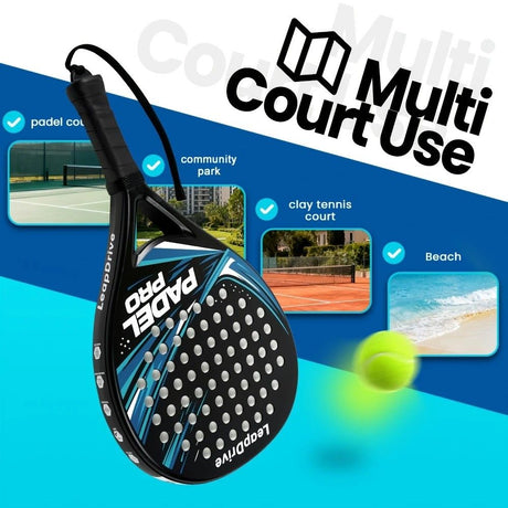 Padel Racket Carbon Fiber Lightweight Control EVA Core | Comfort Grip for Beginner & Intermediate Players（Orange-red wave double beat）