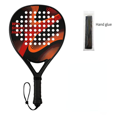 Padel Racket Carbon Fiber Lightweight Control EVA Core | Comfort Grip for Beginner & Intermediate Players（Orange-red wave double beat）