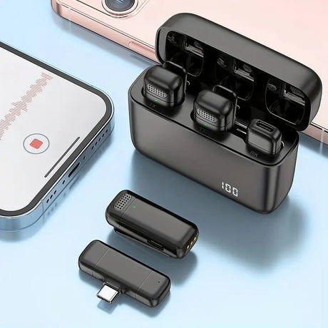 Wireless Lavalier Microphone Set: 2.4G Wireless Instant Connection, DSP Smart Noise Reduction, 84-Hour Long Battery Life, One-to-Many Full-Scenario Compatibility, Type-C Interface(BLACK)