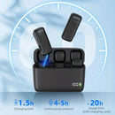 Wireless Lavalier Microphone Set: 2.4G Wireless Instant Connection, DSP Smart Noise Reduction, 84-Hour Long Battery Life, One-to-Many Full-Scenario Compatibility, Type-C Interface(BLACK)