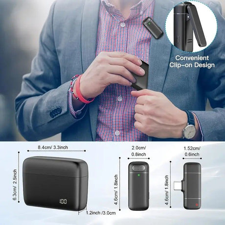Wireless Lavalier Microphone Set: 2.4G Wireless Instant Connection, DSP Smart Noise Reduction, 84-Hour Long Battery Life, One-to-Many Full-Scenario Compatibility, Type-C Interface.（Yellow inner warehouse）