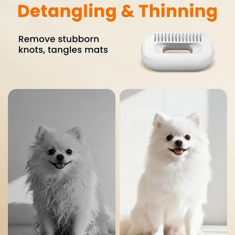 Vacuum Dog Cat Brush De-shedding Tool, 4-in-1 Self-Cleaning Slicker Brush and Undercoat Rake, De-shedding Grooming Tool, Anti-Static, Massage, Brushing Multi-Functional All-in-One (White)