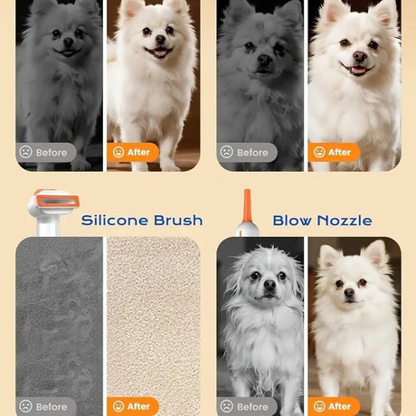 Vacuum Dog Cat Brush De-shedding Tool, 4-in-1 Self-Cleaning Slicker Brush and Undercoat Rake, De-shedding Grooming Tool, Anti-Static, Massage, Brushing Multi-Functional All-in-One (White)