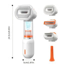 Vacuum Dog Cat Brush De-shedding Tool, 4-in-1 Self-Cleaning Slicker Brush and Undercoat Rake, De-shedding Grooming Tool, Anti-Static, Massage, Brushing Multi-Functional All-in-One (White)