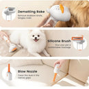Vacuum Dog Cat Brush De-shedding Tool, 4-in-1 Self-Cleaning Slicker Brush and Undercoat Rake, De-shedding Grooming Tool, Anti-Static, Massage, Brushing Multi-Functional All-in-One (White)