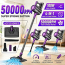 4-in-1 cordless vacuum cleaner, 50000RPM motor, 10000Pa suction, 180° rotating brush head, dual speed settings, lightweight and convenient./golden