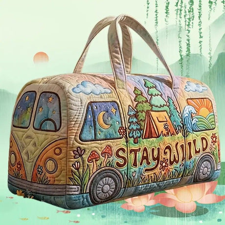 Quilted Extra-Large Capacity Travel Tote Bag Multi-Functional Zip Closure Handbag  Trendy Vacation Fashion Versatile Luggage Bag((16X8X8) inch)