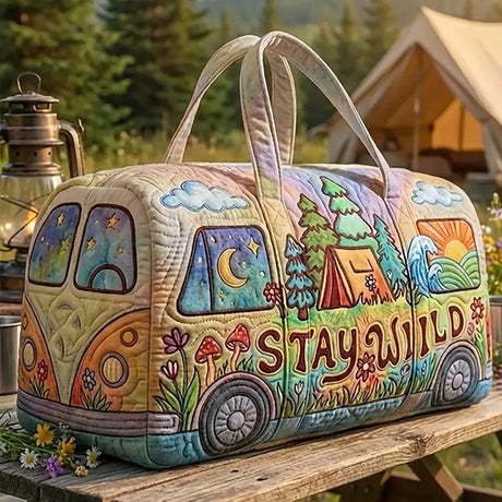 Quilted Extra-Large Capacity Travel Tote Bag Multi-Functional Zip Closure Handbag  Trendy Vacation Fashion Versatile Luggage Bag(18X9X9）英寸