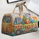 Quilted Extra-Large Capacity Travel Tote Bag Multi-Functional Zip Closure Handbag  Trendy Vacation Fashion Versatile Luggage Bag(18X9X9）英寸
