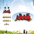 Happy Bird Resin Wind Chime – Alloy Bell Outdoor Garden Hanging Decor, Multi-Layer Balcony Ornament.(Hong Niao)