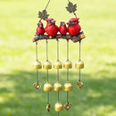 Happy Bird Resin Wind Chime – Alloy Bell Outdoor Garden Hanging Decor, Multi-Layer Balcony Ornament.(Hong Niao)