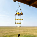Happy Bird Resin Wind Chime – Alloy Bell Outdoor Garden Hanging Decor, Multi-Layer Balcony Ornament.(Hong Niao)