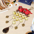 Happy Bird Resin Wind Chime – Alloy Bell Outdoor Garden Hanging Decor, Multi-Layer Balcony Ornament.(Hong Niao)