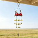 Happy Bird Resin Wind Chime – Alloy Bell Outdoor Garden Hanging Decor, Multi-Layer Balcony Ornament.(Hong Niao)