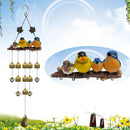 Happy Bird Resin Wind Chime – Alloy Bell Outdoor Garden Hanging Decor, Multi-Layer Balcony Ornament.(Hong Niao)