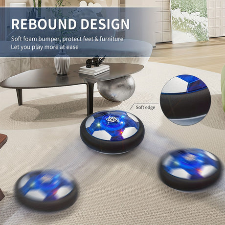 Floating Soccer Toy, Floating Rebound, LED Lights, Glides on Multiple Surfaces, Parent-Child Interaction, Develops Coordination Skills