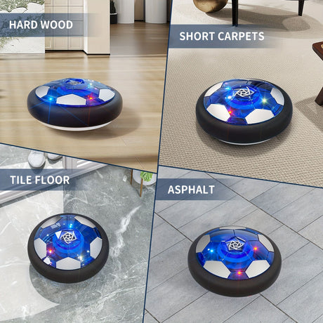 Floating Soccer Toy, Floating Rebound, LED Lights, Glides on Multiple Surfaces, Parent-Child Interaction, Develops Coordination Skills