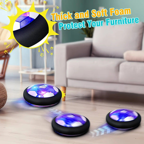 Floating Soccer Toy, Floating Rebound, LED Lights, Glides on Multiple Surfaces, Parent-Child Interaction, Develops Coordination Skills