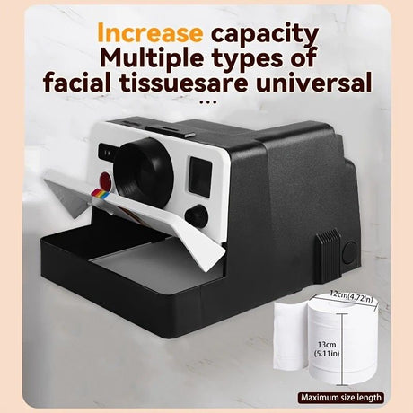 Retro Camera Toilet Paper Holder, Drill-Free Waterproof & Dustproof, Large Capacity Smooth Dispensing, New Bathroom Storage Aesthetic