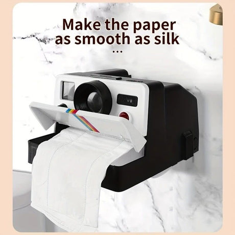Retro Camera Toilet Paper Holder, Drill-Free Waterproof & Dustproof, Large Capacity Smooth Dispensing, New Bathroom Storage Aesthetic