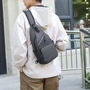New Men's Chest Bag Lightweight Oxford Crossbody, Water-Resistant Durable Anti-Burden Shoulder Pack, Minimalist Casual Commute Cycling Sports Sling Bag（Light grey）