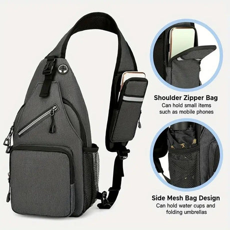 New Men's Chest Bag Lightweight Oxford Crossbody, Water-Resistant Durable Anti-Burden Shoulder Pack, Minimalist Casual Commute Cycling Sports Sling Bag（dark blue）