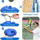 Portable Tennis Trainer: Features a water-fillable weighted base with anti-tangle design. Includes 3 tennis balls and an elastic cord. Suitable for solo indoor/outdoor use, ideal for all ages.blue