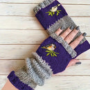 Color-Block Bird Embroidered Fingerless Knit Gloves – Warm, Flexible, Perfect for Daily Autumn/Winter Use, 8.5×22cm Stylish Practical Commute Hand-Warming Essential(GREEN)