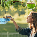 Chain-hung Double-layer Bird Feeder, transparent bowls for easy observation, thickened iron chain for stable load-bearing, adding natural vitality and bird-watching fun to your courtyard.（blue)