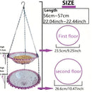 Chain-hung Double-layer Bird Feeder, transparent bowls for easy observation, thickened iron chain for stable load-bearing, adding natural vitality and bird-watching fun to your courtyard./purple