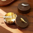 1 Light-Luxury Fashion Desktop Ashtray | Creative High-End Living Room Home Decor, Personalized Car Ashtray with Lid, Retro Aesthetic, the Perfect Gift for Homeowners.Blackbird silver liner