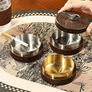 1 Light-Luxury Fashion Desktop Ashtray | Creative High-End Living Room Home Decor, Personalized Car Ashtray with Lid, Retro Aesthetic, the Perfect Gift for Homeowners.Golden bird golden liner