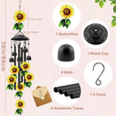 Retro black metal sunflower wind chime, 91cm long, 6 bells and 4 tubes, crisp and pleasant sound, adding pastoral poetry and dynamic beauty to courtyards and gardens.