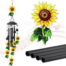 Retro black metal sunflower wind chime, 91cm long, 6 bells and 4 tubes, crisp and pleasant sound, adding pastoral poetry and dynamic beauty to courtyards and gardens.