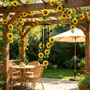 Retro black metal sunflower wind chime, 91cm long, 6 bells and 4 tubes, crisp and pleasant sound, adding pastoral poetry and dynamic beauty to courtyards and gardens.