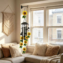 Retro black metal sunflower wind chime, 91cm long, 6 bells and 4 tubes, crisp and pleasant sound, adding pastoral poetry and dynamic beauty to courtyards and gardens.