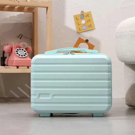 14 Inch Mini Makeup Case, Lightweight Cosmetic Travel Bag with Shoulder Strap & Zipper Closure(GREEN)