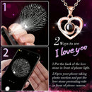 White gold A Hundred Languages Heart-Shaped Projection Necklace Gift Set, Inlaid with Zirconia and Paired with a Preserved Rose, a Tech-Infused Romantic Gift