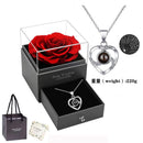 Rose gold A Hundred Languages Heart-Shaped Projection Necklace Gift Set, Inlaid with Zirconia and Paired with a Preserved Rose, a Tech-Infused Romantic Gift