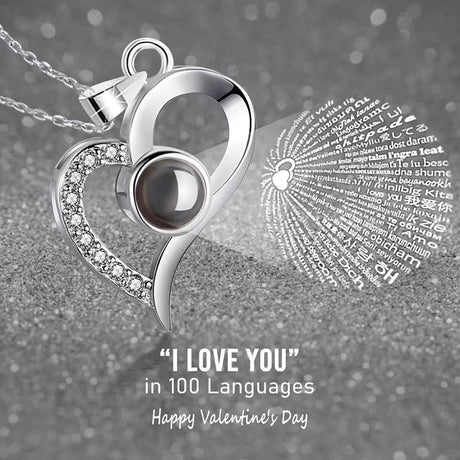 Rose Heart Projection Necklace, elegant in platinum, 