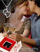 Rose Heart Projection Necklace, elegant in platinum, "I love you" in 100 languages, packaged with a single rose gift box – a romantic tech-infused gift.