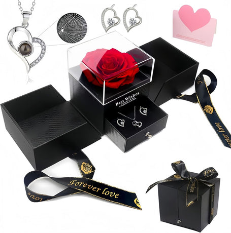 Platinum heart-shaped projection necklace, engraved with 100 ways to say 