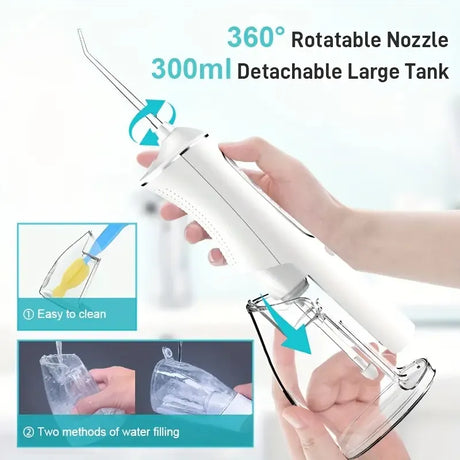L8 Cordless Water Flosser | Rechargeable Portable Oral Irrigator, IPX7 Waterproof, 4 Modes with DIY Pressure Adjustment, High-Frequency Pulse Cleans Between Teeth Thoroughly/white