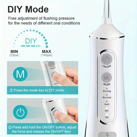 L8 Cordless Water Flosser | Rechargeable Portable Oral Irrigator, IPX7 Waterproof, 4 Modes with DIY Pressure Adjustment, High-Frequency Pulse Cleans Between Teeth Thoroughly/white