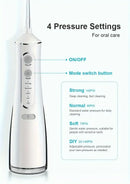 L8 Cordless Water Flosser | Rechargeable Portable Oral Irrigator, IPX7 Waterproof, 4 Modes with DIY Pressure Adjustment, High-Frequency Pulse Cleans Between Teeth Thoroughly/white