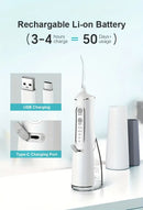 L8 Cordless Water Flosser | Rechargeable Portable Oral Irrigator, IPX7 Waterproof, 4 Modes with DIY Pressure Adjustment, High-Frequency Pulse Cleans Between Teeth Thoroughly/white