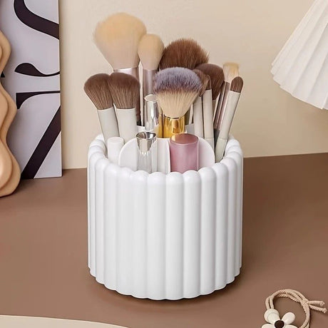 360-degree rotating makeup brush organizer, polished plastic material, no assembly required, no odor - makeup display case.PINK