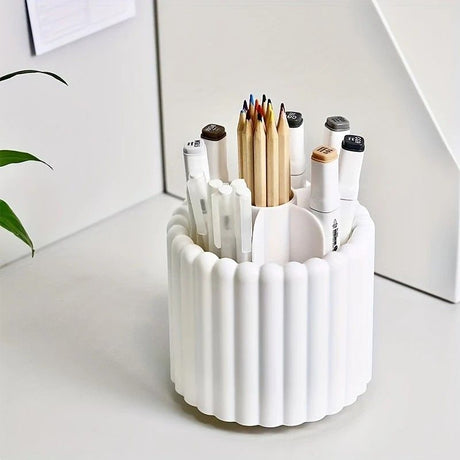360-degree rotating makeup brush organizer, polished plastic material, no assembly required, no odor - makeup display case.PINK