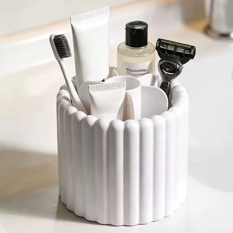 360-degree rotating makeup brush organizer, polished plastic material, no assembly required, no odor - makeup display case.PINK