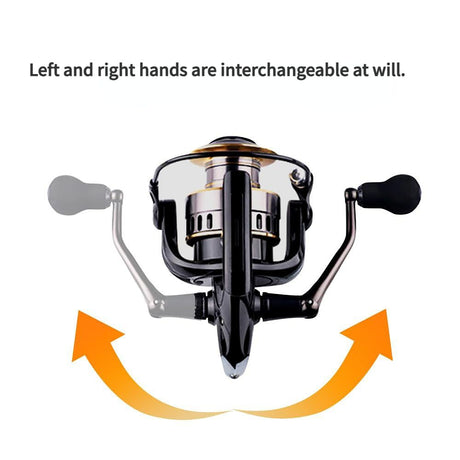 Spinning Reel Fishing Reel, Metal Spool, Metal Handle, 5.2:1 Gear Ratio, 10KG Drag, Smooth and Sensitive Line Output, Left/Right Hand Interchangeable, Rotating Fishing Reel, Suitable for Freshwater and Saltwater(HE2000)